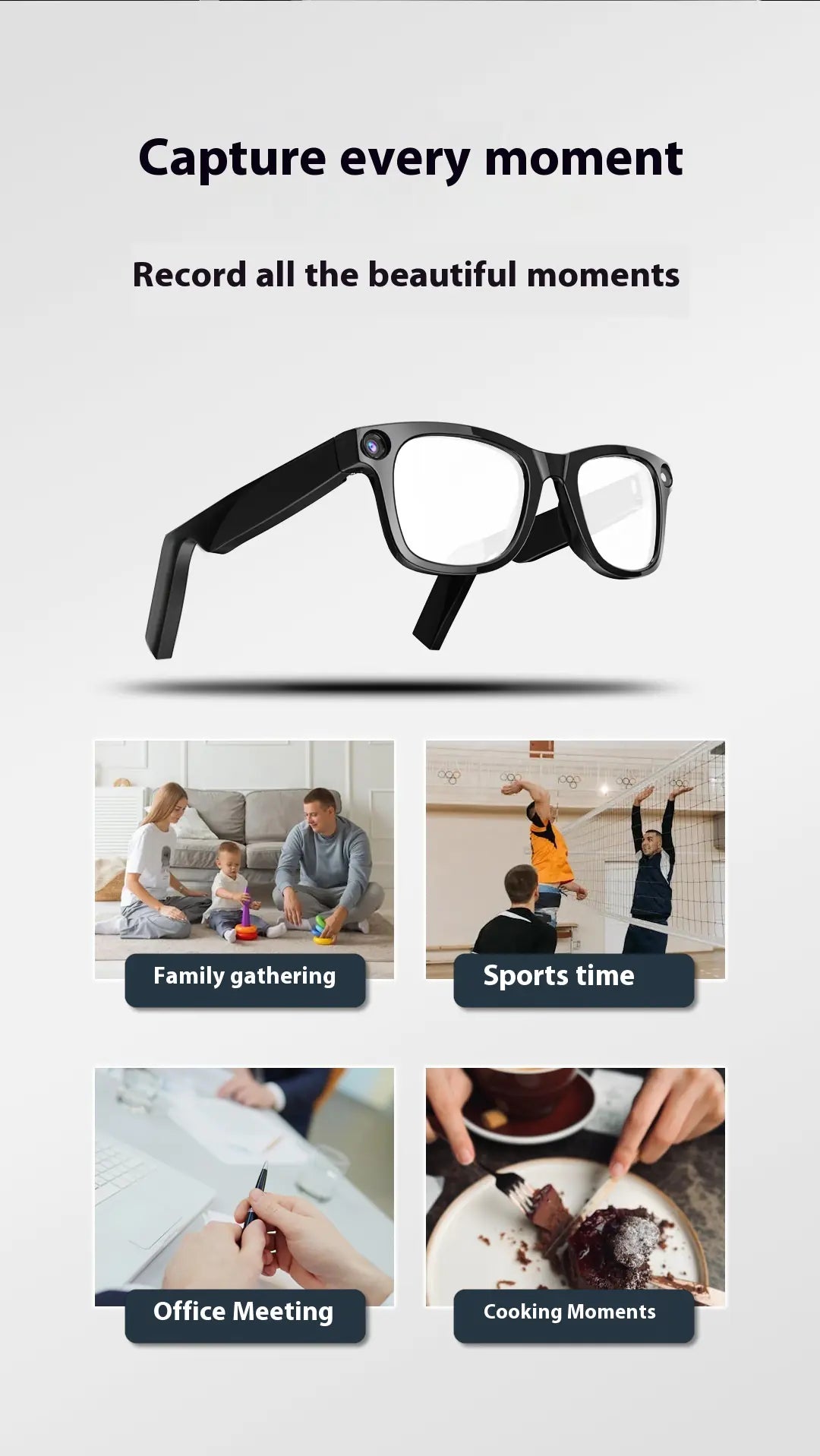 AI Camera Smart Glasses: HD Video Recording, Voice Call & Translation