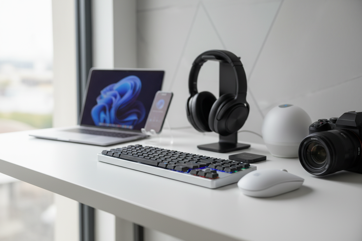 high quality image of the random tech gadgets